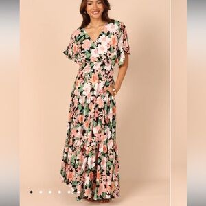 Petal & Pup Floral Maxi waist scrunched dress